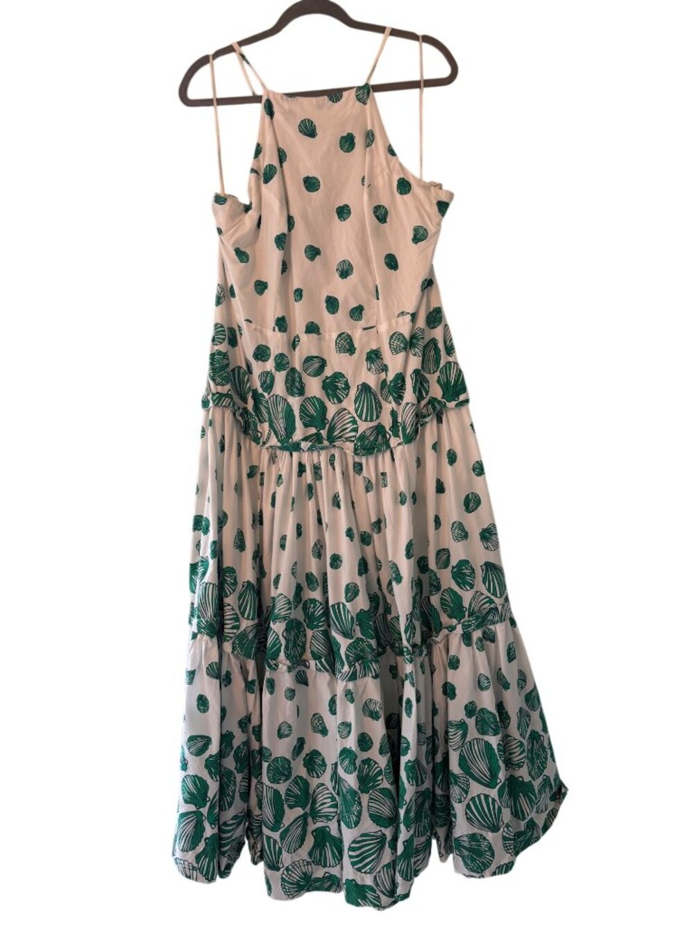 Anthropologie Maeve Seashell Halter Tiered Cotton Maxi Dress 1X - Picture 2 of 12